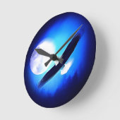 Flying Eagle & Moon Runde Wanduhr (Winkel)