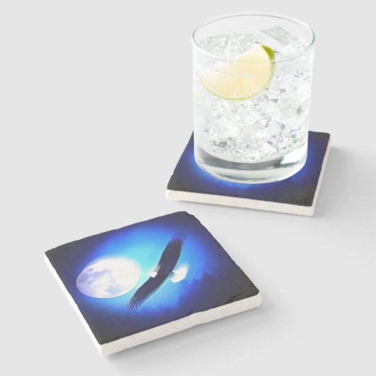 Flying Eagle & Moon Steinuntersetzer (Seitenansicht)