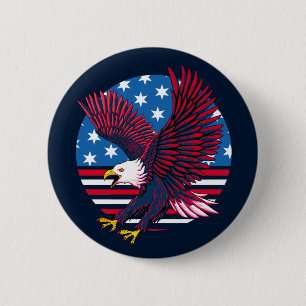 Flying Eagle und American Flag Button