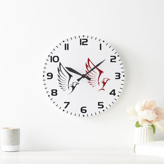 Flying Eagles Bold Bird Illustration Große Wanduhr (Zuhause)