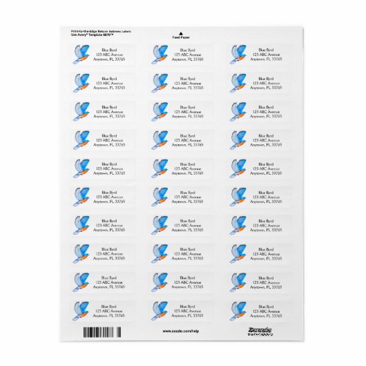 Flying Eastern Bluebird Address Labels (Vorne)