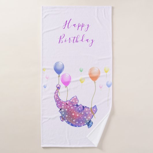 Flying Elephant Birthday Bath Handtuch Badehandtuch (Badehandtuch)