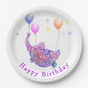 Flying Elephant Birthday Paper Tellers Funny Pappteller