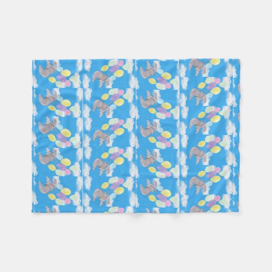 Flying Elephant Cute Fleecedecke (Vorderseite (Horizontal))