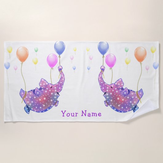 Flying Elephant Funny Beach Handtuch Individuelle (Vorderseite)
