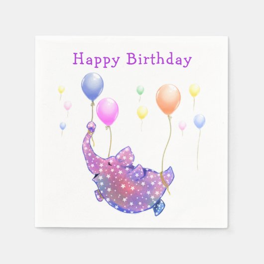 Flying Elephant Funny Birthday Napkins Serviette (Vorderseite)