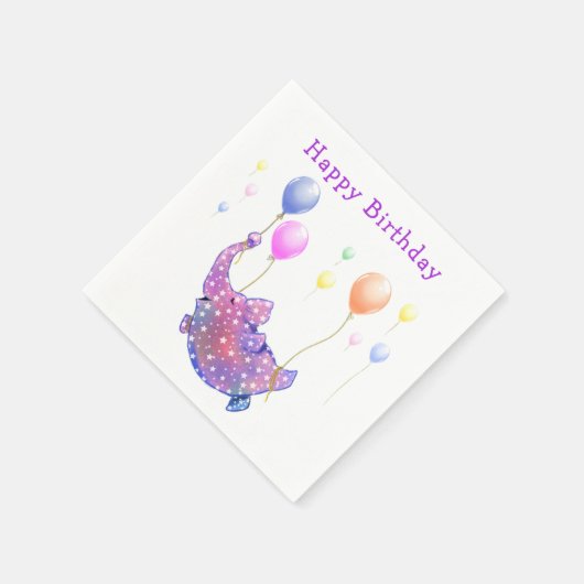 Flying Elephant Funny Birthday Napkins Serviette (Ecke)