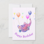 Flying Elephant mit Balloons Funny Birthday Card Einladung<br><div class="desc">Glückliche Geburtstagskarte mit Niedlichem Sternenhimmel-Elefant-Flying mit farbigen Balloons - Funny Animals Cartoon Gemälde - Wählen / Fügen Sie Ihren einzigartigen Text / Name / Farbe - Make Your Special Gift - Neu vergrössern und verschieben oder entfernen und fügen Sie Elemente / Text mit Anpassungstool! Malerei und Design von MIGNED. Bitte...</div>