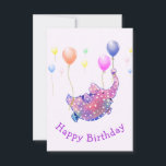 Flying Elephant mit Balloons Funny Birthday Card Einladung<br><div class="desc">Glückliche Geburtstagskarte mit Niedlichem Sternenhimmel-Elefant-Flying mit farbigen Balloons - Funny Animals Cartoon Gemälde - Wählen / Fügen Sie Ihren einzigartigen Text / Name / Farbe - Make Your Special Gift - Neu vergrössern und verschieben oder entfernen und fügen Sie Elemente / Text mit Anpassungstool! Malerei und Design von MIGNED. Bitte...</div>