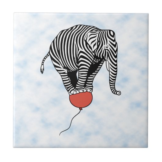 FLying Elephant Zebra Fliese (Vorderseite)