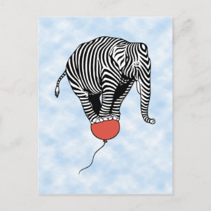 FLying Elephant Zebra Postkarte