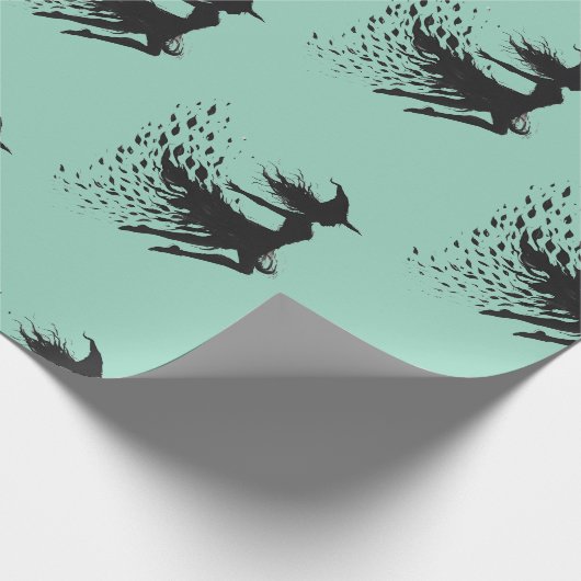 Flying Enchantress Teal Background Geschenkpapier (Ecke)