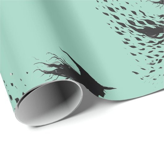 Flying Enchantress Teal Background Geschenkpapier (Rolleneckpunkt)