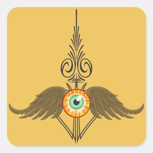 Flying Eyeball Pinstripe Quadratischer Aufkleber (Vorderseite)