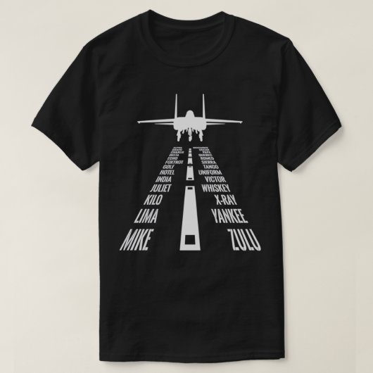Flying F15 Adlerpilot Phonetische Alphabet R T-Shirt (Design vorne)