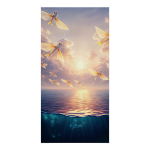 Flying Fish Sunset Poster