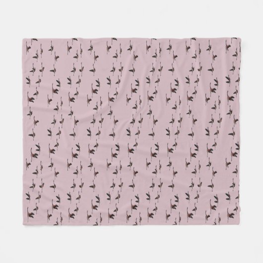 Flying Flaimingos Fleece Blanket (Dusty Pink) (Vorderseite (Horizontal))