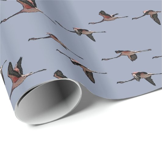 Flying Flamingos Wrapping Paper Geschenkpapier (Rolleneckpunkt)