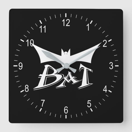 Flying Fledermaus Quadratische Wanduhr (Vorderseite)