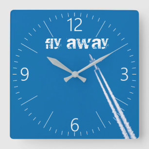 Flying Flugzeug Quadratische Wanduhr