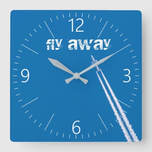Flying Flugzeug Quadratische Wanduhr (Vorderseite)