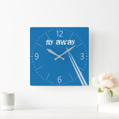 Flying Flugzeug Quadratische Wanduhr (Zuhause)