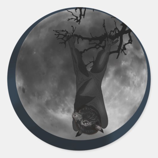 Flying Fox Bat Runder Aufkleber (Vorderseite)