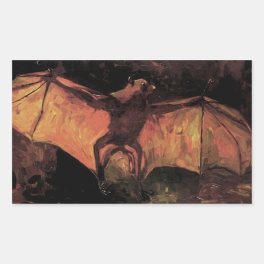 Flying Fox Bat von Vincent van Gogh Rechteckiger Aufkleber (Vorderseite)