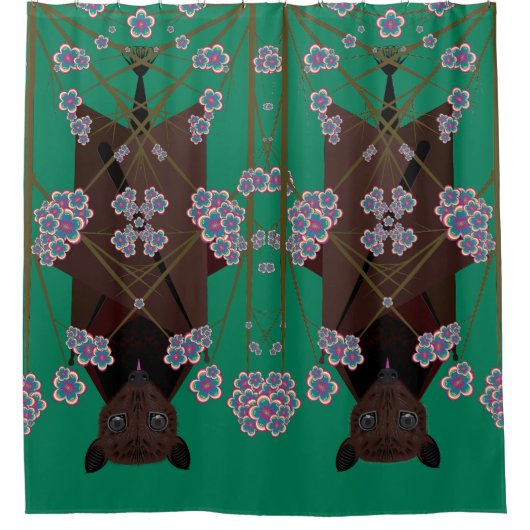 Flying Fox Jade Duschvorhang (Vorderseite)