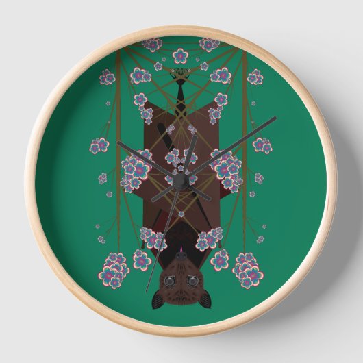 Flying Fox Jade Wood Gerahmte Uhr (Vorderseite)