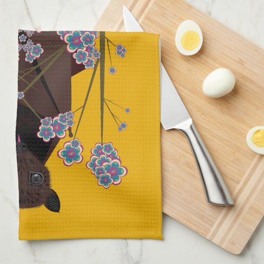 Flying Fox Mustard Küchentuch (Viertel Falte)