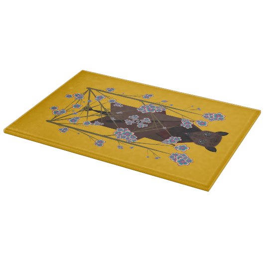Flying Fox Senf Glass Cutting Board 11.5x8 Schneidebrett (Ecke)