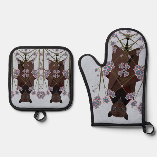 Flying Fox Sky Blue Ofenhandschuh & Topflappen-Set (Vorderseite)