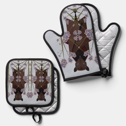 Flying Fox Sky Blue Ofenhandschuh & Topflappen-Set (Vorderseite/Rückseite)