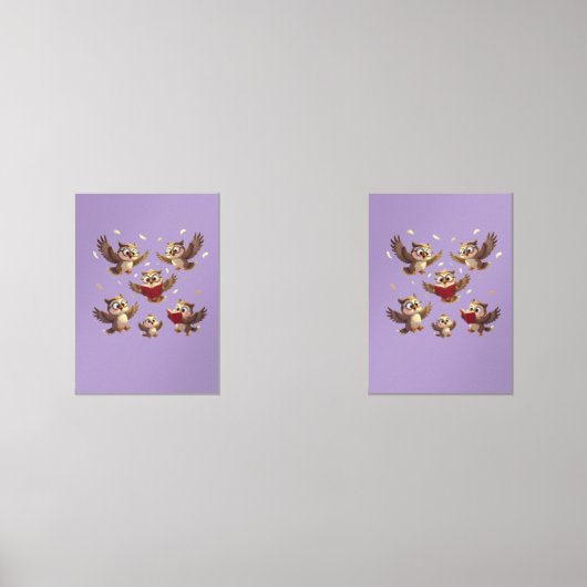"Flying Funny Owls – Disney Cartoon Style" Bilderwand Sets (Vorderseite)