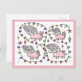 "Flying Future Bacon" - Urlaubspostkarte Feiertagspostkarte (Vorne/Hinten)