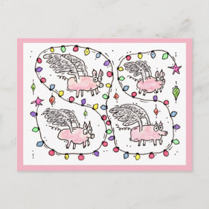 "Flying Future Bacon" - Urlaubspostkarte Feiertagspostkarte