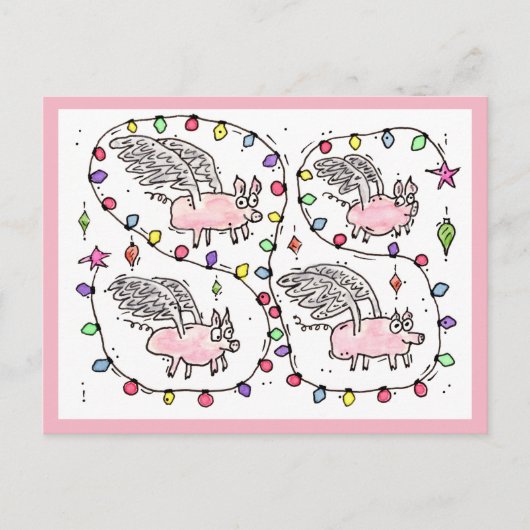 "Flying Future Bacon" - Urlaubspostkarte Feiertagspostkarte (Vorderseite)