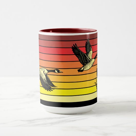 Flying Geese & Retro Sunset Tasse (Zentrum)