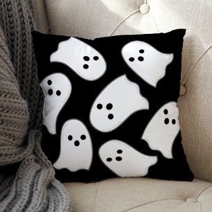 Flying Ghost Black and White Halloween Kissen