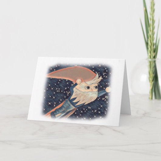 Flying Gnome Blank Card Dankeskarte (Vorderseite)