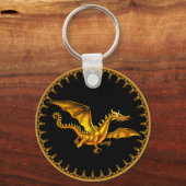 flying gold dragon on black schlüsselanhänger (Vorderseite)