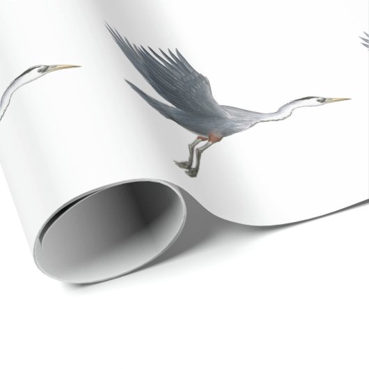 Flying Great Blue Heron Bird Art Geschenkpapier (Rolleneckpunkt)