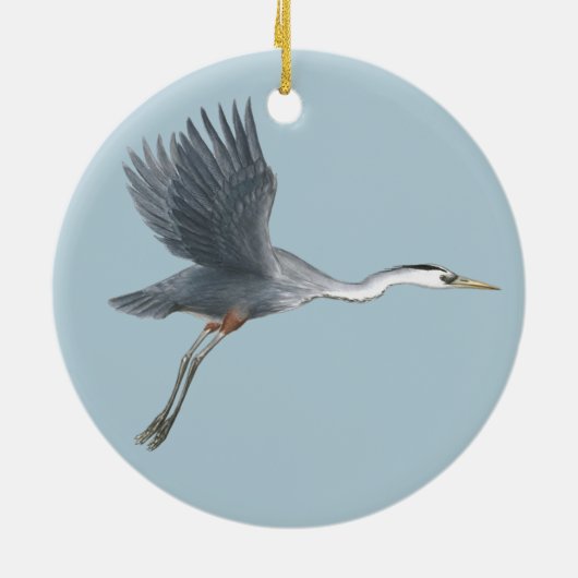 Flying Great Blue Heron Keramik Ornament (Hinten)