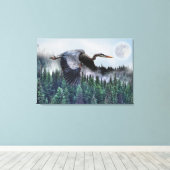 Flying Great Blue Heron & Misty Forest Wildlife Leinwanddruck (Insitu (Holzboden))