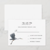 Flying Great Blue Heron Wedding RSVP Postcard Karte (Vorne/Hinten)
