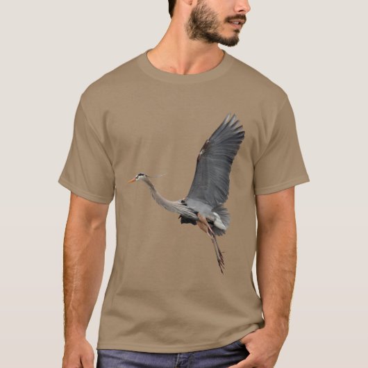 Flying Great Blue Heron Wildlife Foto T-Shirt (Vorderseite)