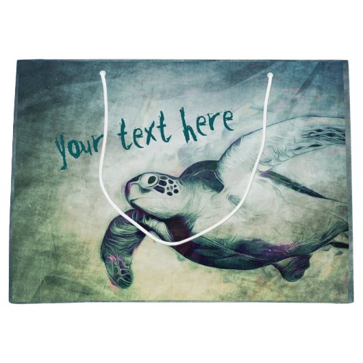 Flying Green Sea Turtle | Benutzerdefinierte Gesch Große Geschenktüte (Vorderseite)