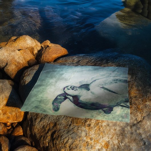 Flying Green Sea Turtle | Benutzerdefiniertes Gewe Seidenpapier