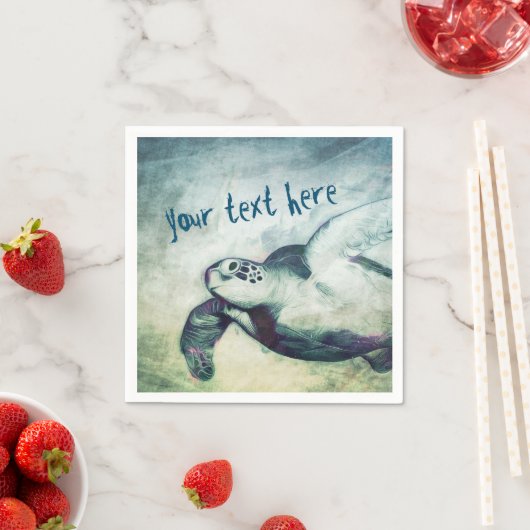 Flying Green Sea Turtle | Custom Paper Napkin Serviette (Beispiel)